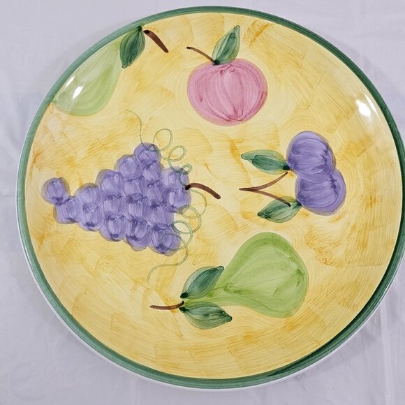 Caleca Frutta Hand Painted Italian Fruit Design 11 1/8”Dinner Plates – Set of 2 - Picture 16 of 16